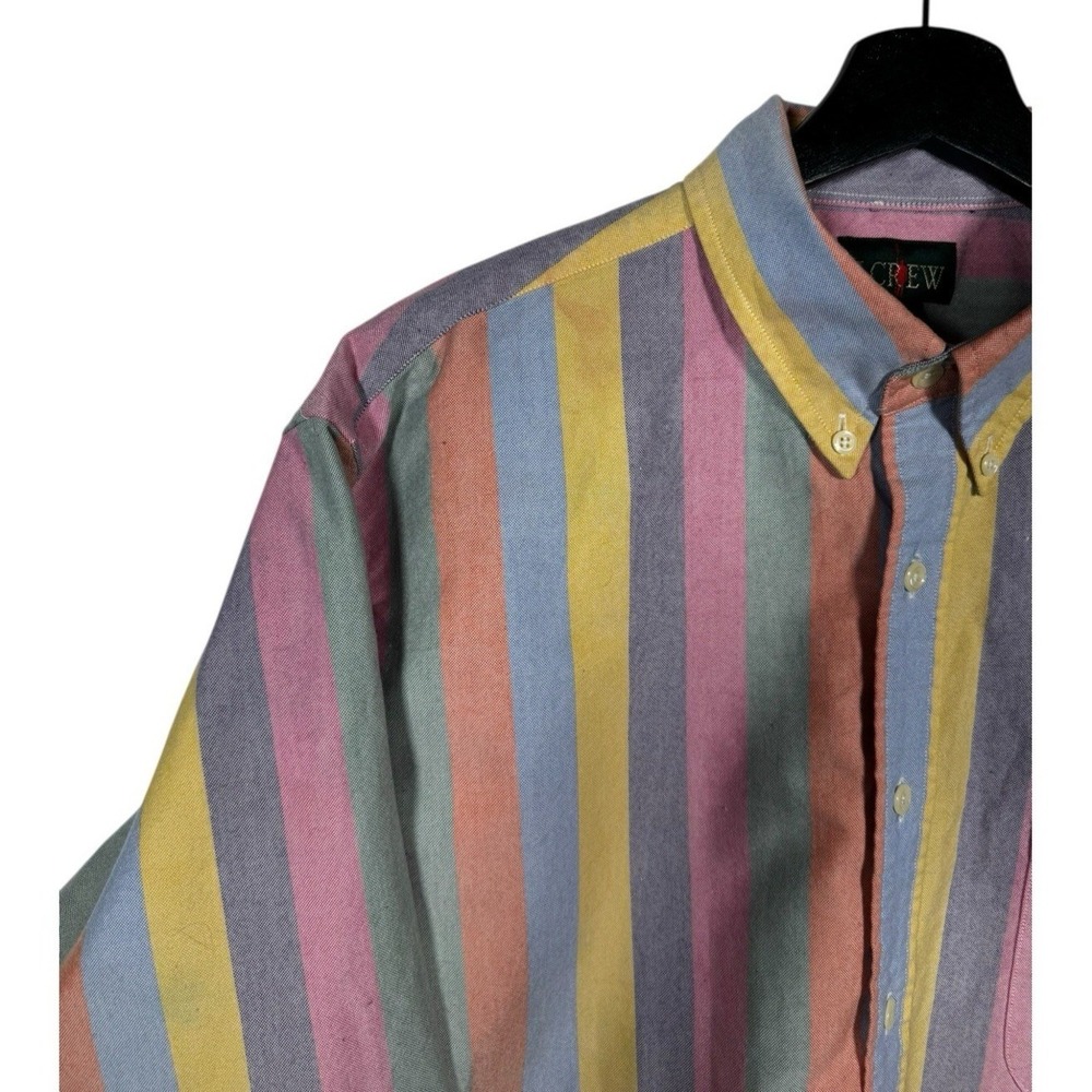J.Crew Mens M Multi Color Stripe Cotton Oxford Button Down Shirt Long Sleeve - Picture 5 of 16